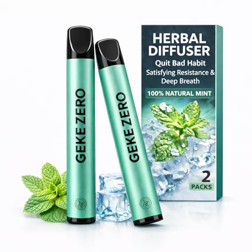 Herbal Diffuser Pen 2 Pack Quit Smoking Inhaler Nicotine Free Vaporless Smokeless Portable Natural Mint Aromatherapy Stick
