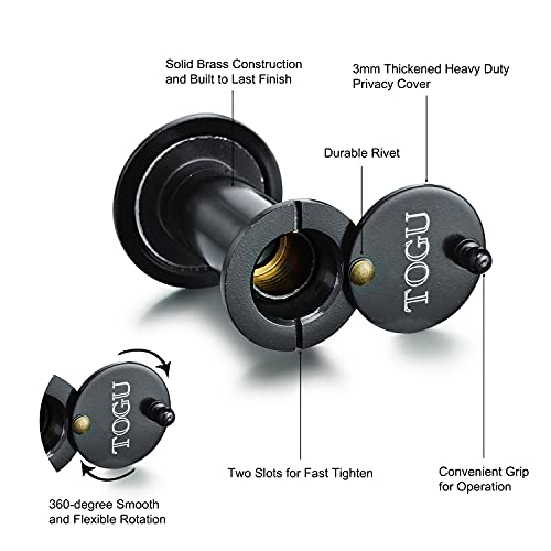 Image of TOGU TG2614YG-MBC Brass UL Listed 220-degree Door Viewer with Heavy Duty Privacy Cover for 1-3 /8 inch to 2-1 /6 inch Doors, Matt Black Finish