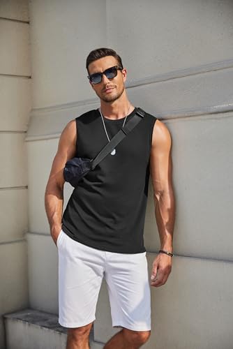 COOFANDY Mens Workout Tank Tops Cotton 3 Pack Soft Gym Muscle Shirt Sleeveless Classic T Shirts4