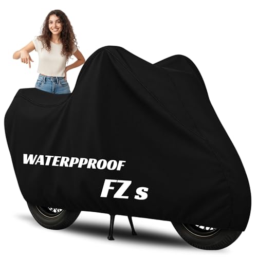 Image of 100% Waterproof FZ S Bike Cover | Polyester Body Cover for Rain & Sun | UV Protection, Dustproof, Scratch Resistant, Windproof, Heat Resistant, Vehicle Specific Fit (Black)