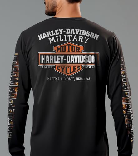 Image of Harley-Davidson Military, Exclusive Overseas Tour Kadena Air Base, Eagle Ride Men's Long Sleeve T-Shirt