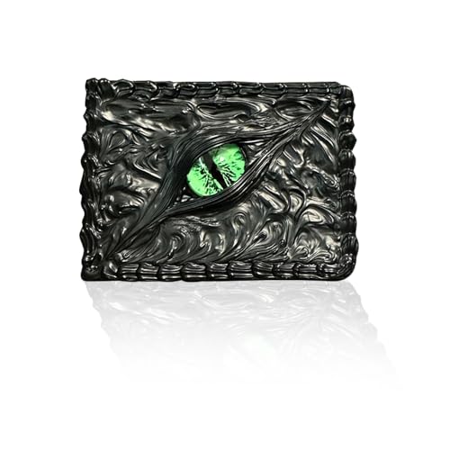 Funny Noctilucent Demon Eyes Wallet,Driver'S License Credit Card Personalized Wallet,Dragon Eye Magic Wallets For Men,Men'S 3d Genuine Leather Wallet,Horror Handmade Wallet Creepy Blood Eye (Green)