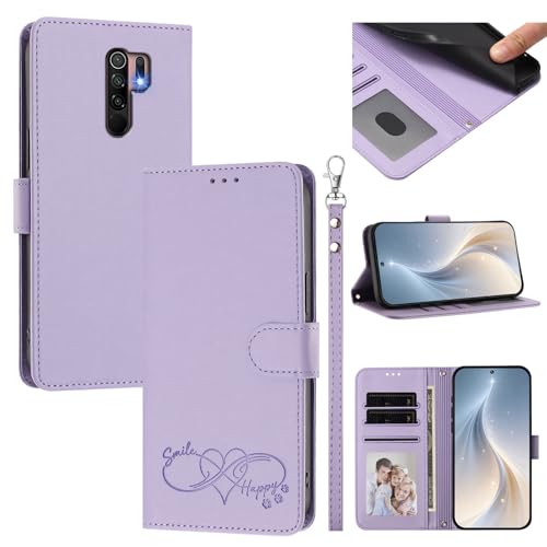 Jiajihua Cover Compatible with Xiaomi Poco M2 / Poco M1,Compatible with Redmi 9/9 Prime Phone Case【Card Cash Slot Wallet Design Flip Kickstand Drop Protection】 Purple