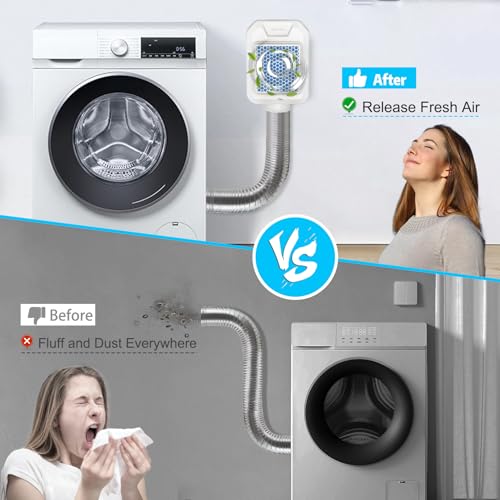 Best Vent Indoor Dryer Vent, Upgrade Dryer Vent with Flap for Electric Dryer, Stainless Steel Screen Filter, Polyester Filter, Indoor Dryer Vent Kit Come with 4 Polyester Filters and 8FT Vent Hose