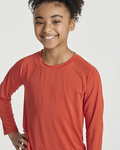 Image of Real Essentials 4 Pack: Girls' Rash Guard Swim Shirts - Long Sleeve UPF Sun Protection Tops (Ages 4-16)