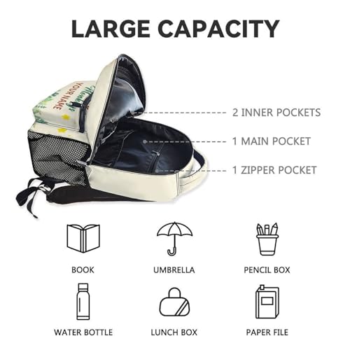 Custom Funny Monkey Backpack for Girls Boys, 17 Inch Beige Cartoon Backpacks for Kindergarten Preschool, Cute Durable Bookbag for Kids4