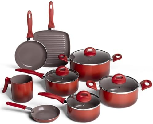 Conjunto de panelas Cer Life Smart Plus, 8 peças, vermelho, Brino...