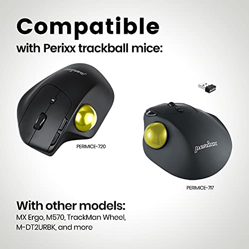 Image of Perixx PERIPRO-303 X4B Trackball - 1.34 Inch Replacement Ball for PERIMICE and M570-4-in-1 Multi-Color Black, Silver, Green, and Yellow Trackball - Elegant Storage Box, Multicolor b (18055)