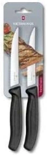 Conjunto com 2 facas Victorinox Swiss Classic lâmina serrilhada para pizza/steak, cabo Preto, 12cm