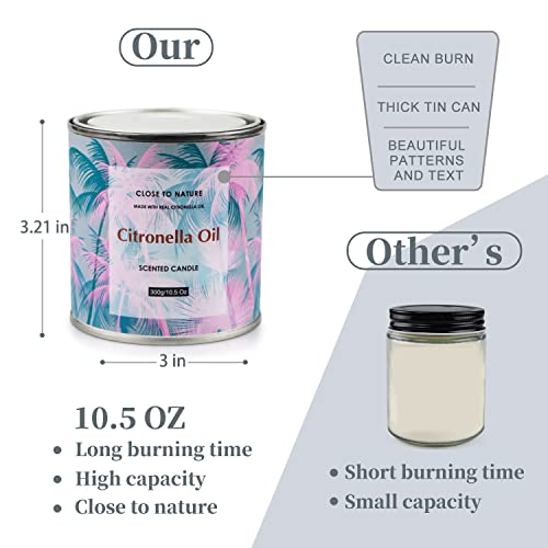 Citronella Candles Outdoor, 10.5 Oz Large Citronella Candles Indoor, 4 Pack Citronella Scented Candles Set, Outdoor Candles For Patio, 280 Hours Burning Soy Wax, Candles For Home Garden Balcony #TOP4