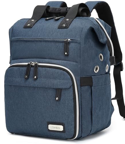 Crochet backpack yarn storage organizer with multiple pockets