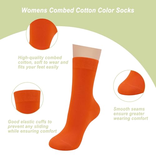 Womens Combed Cotton Color Thin socks Viscose- Breathable Soft Crew Casual Socks Comfort Gift 4 Pairs2