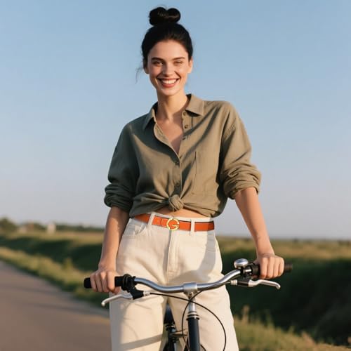 Image of Aurolran Women's Leather Belt with Buckle - Ideal for Dresses, Jeans, and Coats