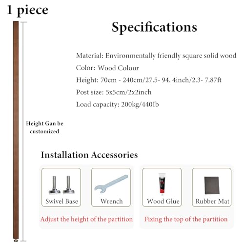 Wall Partition Room Divider Floor to Ceiling Wooden Slats - Screen Partition Post Living Room Simple Modern Entrance Restaurant Office Hollow Decor Column ( Color : Wood 1Pc , Size : 100cm/39.3in/3.28