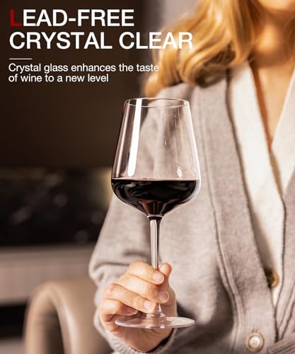 Image of LUNA & MANTHA Red Wine Glasses Set of 4, Crystal Wine Glasses with Stem, Hand Blown 17oz, Perfect for Red White Gift Packaging for Daily Use, Father's Day, Wedding, Birthday