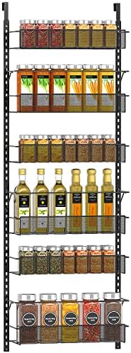 Coonoor 6 Tier Over The Door Pantry Organizer,Adjustable Baskets Closet Organizer Hanging Rack Spice Space Saver,Black
