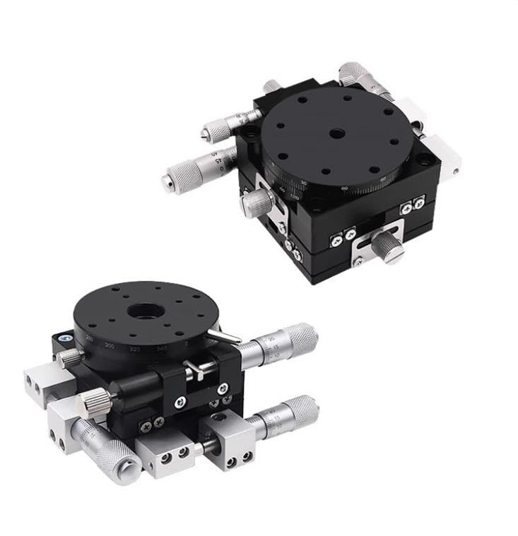 Liniowy stolik obrotowy XYR 60 mm, 3-osiowa platforma z ręcznym przemieszczaniem mikrometru, precyzyjny stół przesuwny szyną poprzeczną o średnicy 0,01 Automatyka Przemysłowa(LSp60-LM)