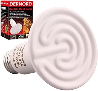 DERNORD Reptile Heat Lamp - 50 Watt Tortoise Heat Lamp Ceramic Heat Emitter Bulb for Terrarium Vivarium Bearded Dragon Lizard Snake Outside Dogs Brooder 220V E27,White