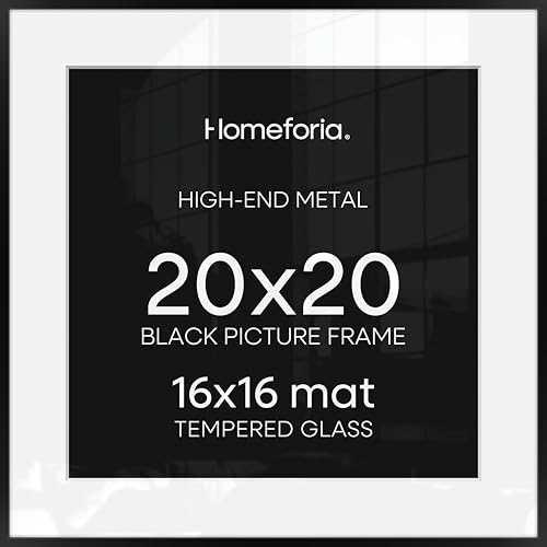 Homeforia 20x20 Picture Frame Black, High End Metal...