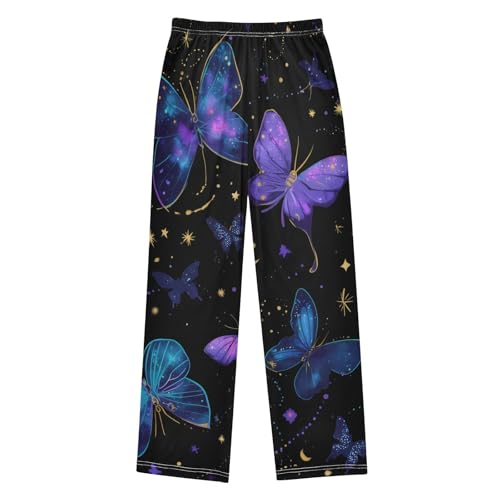 Butterfly and Moon Boys Long Pants Soft Trousers Elastic Waist Kids Lounge Bottoms with Pockets S-XL2