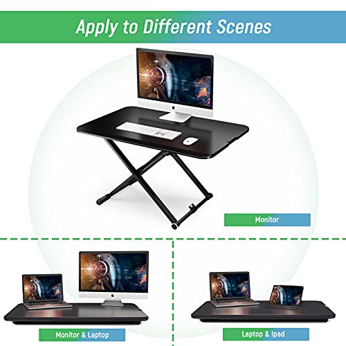 Kidinix Standing Desk Converter 30" Ultra-Thin Height Adjustable Stand Up Desk Gas Spring Riser Sit To Stand In Seconds Computer Desk For Home And Office #TOP4
