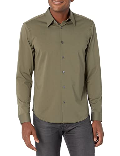 Theory mens Sylvain Nd.structure Button Down Shirt, Olive Branch, X-Small US