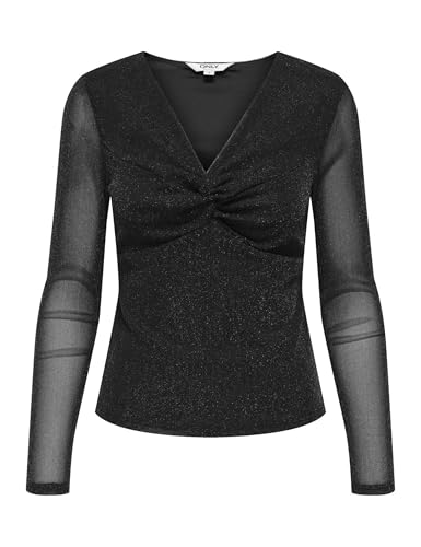 ONLY Onlmella L/S Knot Glit Top WVN haut à manches longues et nœud brillant pour femme