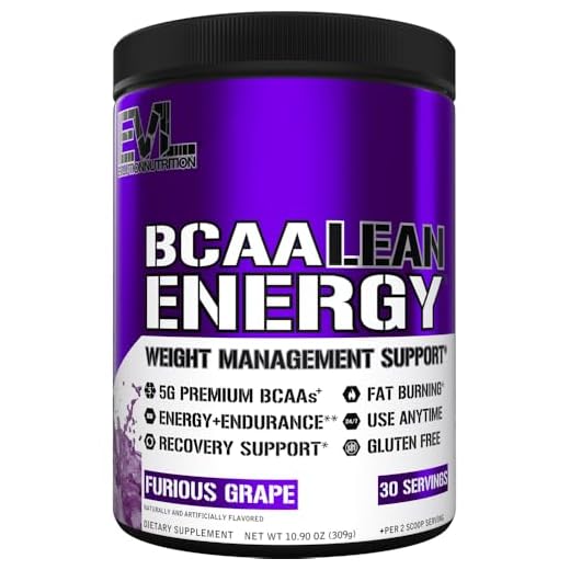 EVL BCAA Lean Energy Powder - Pre Workout Green Tea Fat Burner Support with BCAAs Amino Acids and Clean Energizers - BCAA Powder Post Workout Recovery Drink for Lean Muscle Recovery - Furious Grape