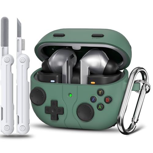 Image of Game Case for Samsung Galaxy Buds 3 FE(2025) & Galaxy Buds 3 Pro Case(2024),Silicone Classic Game Player Design with 3D Button Case Cover for Buds Pro 3 for Men with Cleaner Kit-Cedar Green