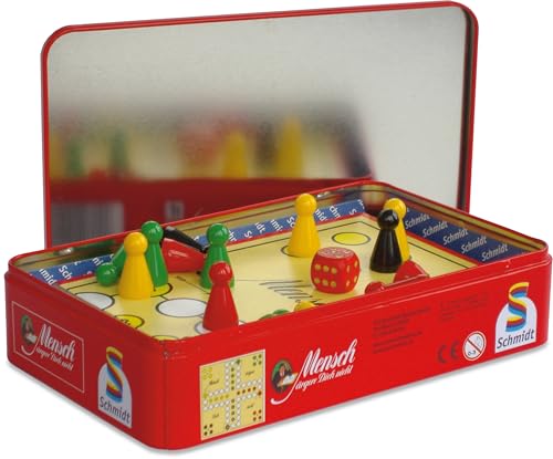 Schmidt Spiele 51204 Mensch ärgere Dich Nicht, Bring Mich mit Spiel in der Metalldose, Bunt