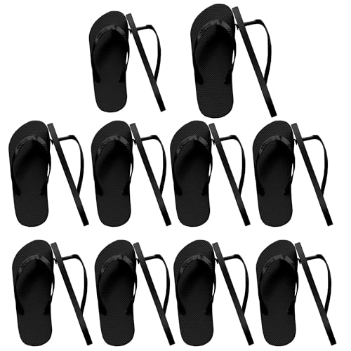 10 Pairs Bulk Flip Flops Elegant Assorted Sizes Wedding Guest Sandals Perfect for Special Occasions Black