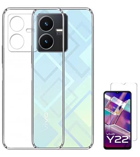 Image of Transparent Soft Silicone TPU Flexible Back Cover Compatible with Vivo Y22 and Screen Guard