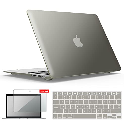 IBENZER Compatible with Old Version MacBook Air 13 Inch Case (2017-2010 Release), Models: A1466/A1369, Plastic Hard Shell Case with Keyboard & Screen Cover for Mac Air 13, Gray, A13GY+2A