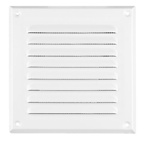 Ventilation Grille Metal White 165 x 165 mm Insect Net Air Vent Grid Cover MTA 2B Lamella Grill Weather Resistant