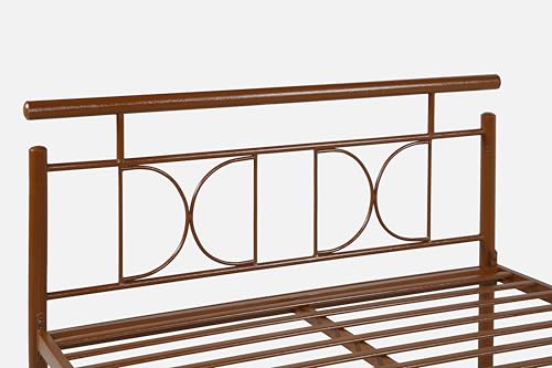Image of Mexo Metal Queen Size Bed Without Storage | Wrought Iron Double Bed with Headboard & Footboard | Sturdy Powder Coated Platform Bed Queen Size Cot for BedroomLivingRoom Brown (75x60)