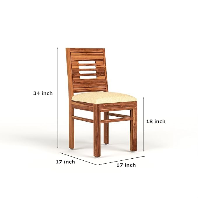 Image of Solid Wood Dining Table Set with Chairs for Living Room Home | Wooden Dining Room Sets Furniture for Hotels & Restaurants - Honey Finish (4 Seater)