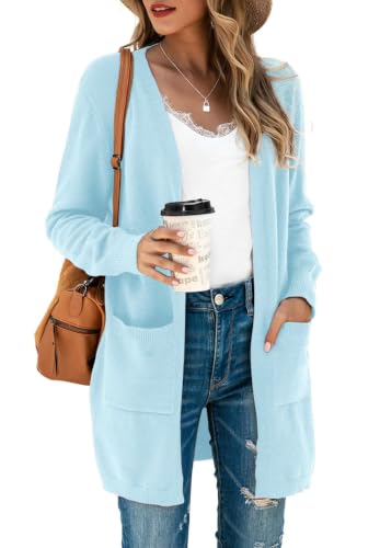 Image of TASAMO Cardigan Sweaters for Women Long Sleeve Open Front Casual Knit Fall Coat Oversized Soft Outwear with Pockets