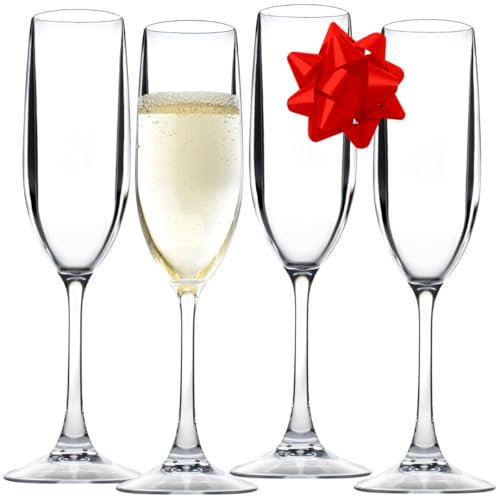 D'Eco Unbreakable Tritan Champagne Flutes, 12 oz (Set of 4) - Shatterproof, Crystal-Clear, BPA-Free Glasses - Cocktail Glasses for Hosting Holiday & New Years Eve Parties - Xmas Must Have Gift Set