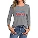 Women's Casual 250th Anniversary USA Blouse 3/4 Sleeve Shirts Round Neck Patriotic Flag Printed Tops