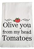 Olive you from my head tomatoes printed tea towel Handmade
