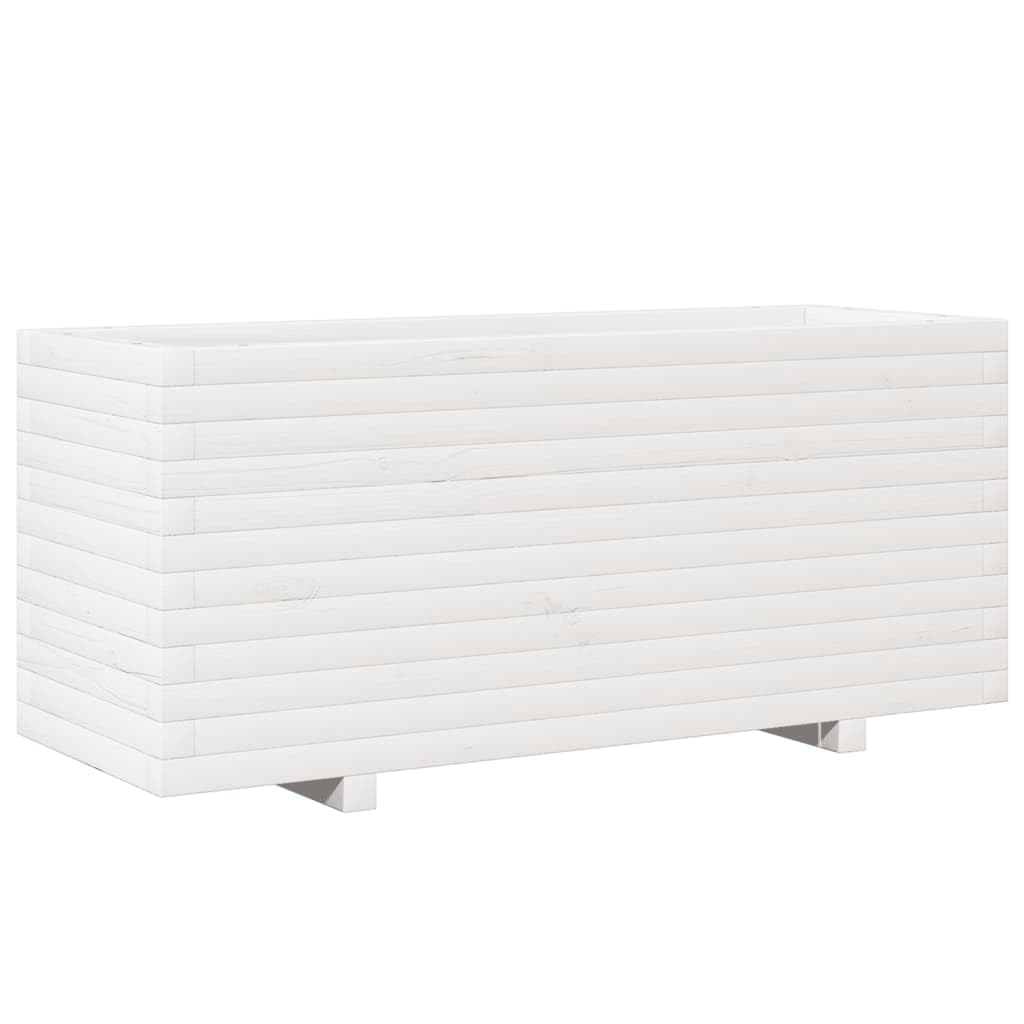 Generic 110x40x49,5 Cm Biała Drewniana Donica Ogrodowa, Lite Drewno Sosnowe, Solidna Rama z dużą ilością Miejsca na Rośliny, Warzywa, Zioła i Kwiaty