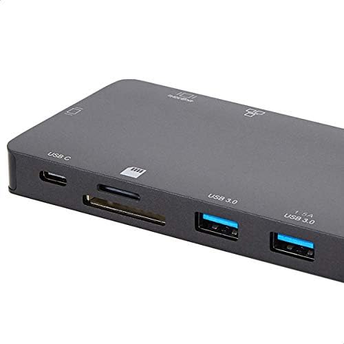 Amazon Basics Aluminium USB 3.1 Type-C Docking with HDMI, VGA, Ethernet, 2 USB-A, SD/TF Card Reader, Type-C data port (5Gbps) and Type-C charging port (PD 100W) - Black