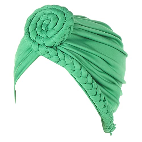 LZPCarra Gorros de turbante trenzados para mujer, gorro de pelo, pañuelo para la cabeza, cubierta de camionero, gorras para hombre, azul, verde, Talla única