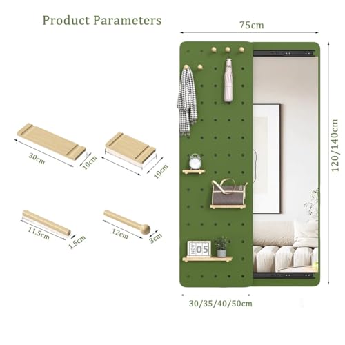 Panneaux perforés muraux en bois, kit de rangement modulaire avec miroir - 2