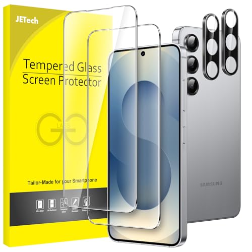 JETech Schutzfolie für Samsung Galaxy S25 5G mit Kameraschutz Gehärtete Glas Displayschutz Fingerabdruck ID Kompatibel HD Klar 2 Stück Jeweils