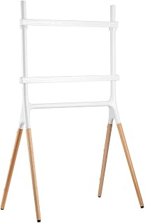 Displays2go Artistic Sawhorse Television Mount for 49" - 70" Monitors – White/Walnut (ARTTV70W)