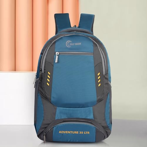 Image of Half Moon 35L School Bag for Boys Girls | Backpack For Men Or Backpacks For Women | Water Resistant | 5 Zips Stylish And Trendy College Bag For Men & Women