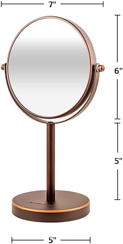 Miniatura 6 de OVENTE Espejo de maquillaje de mesa de 6 pulgadas con aumento 1X7X, diseño giratorio de 360, espejo de tocador independiente de doble cara perfecto