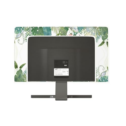 Image of Tropical Flamingo Waterproof Screen TV Cover 37,38,39 Inch Palm Leaves Weatherproof Dust-Proof Anti-Scratch Protective Television Cover for Desktop and Home Hanging TV,Green and Pink