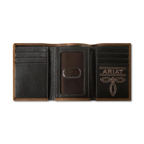 ARIAT Men's Tri-Tone Patchwork Leather Trifold Wallet2